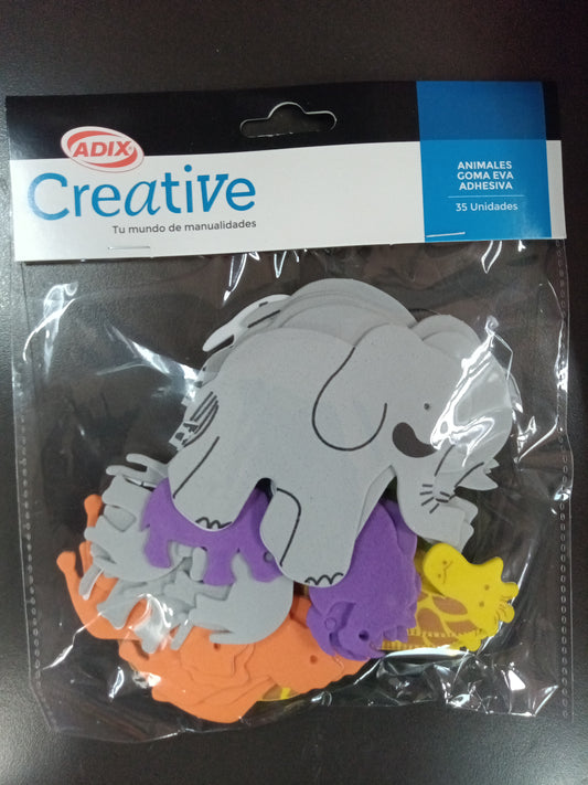 ANIMAL GOMA EVA ADHESIVA 35 PCS