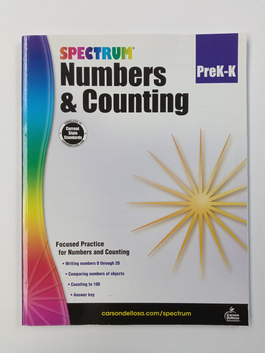 SPECTRUM NUMBERS & COUNTING WORKBOOK GRADE PK-K