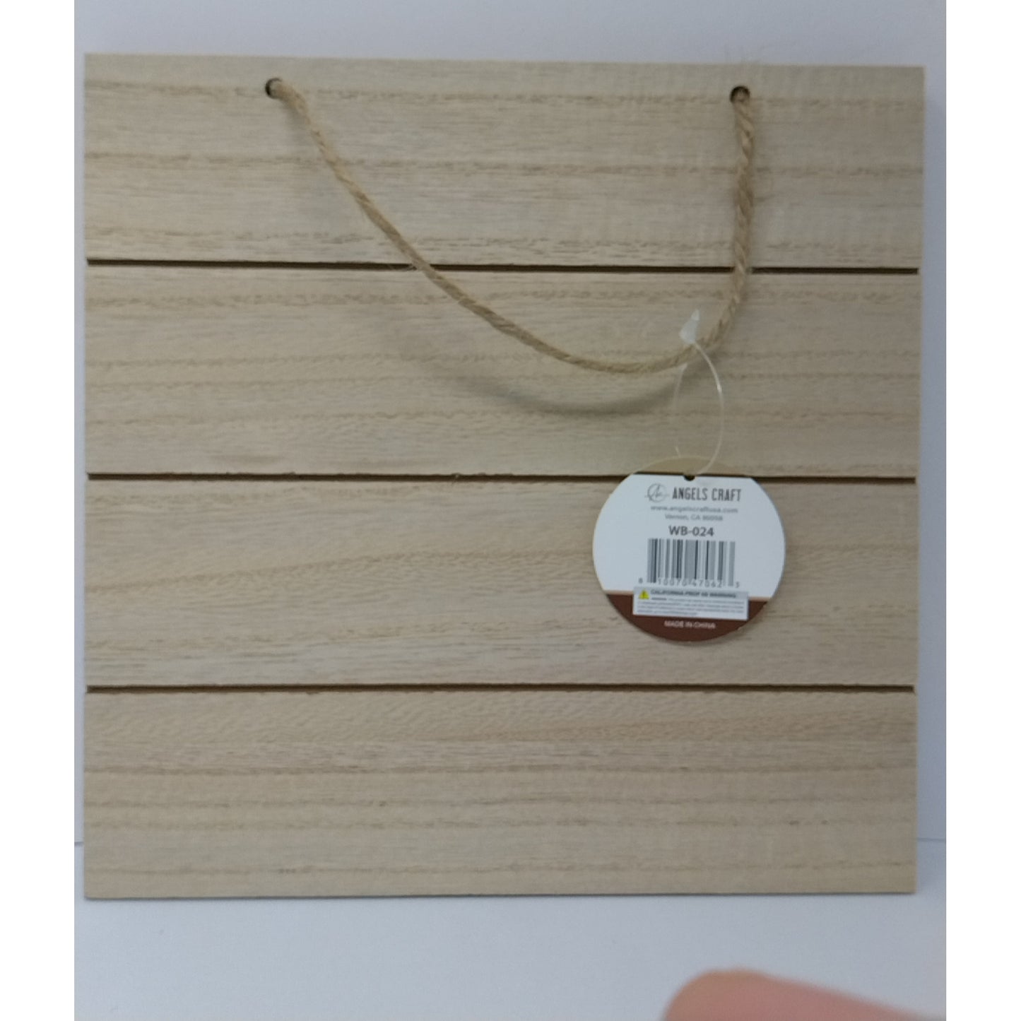 WOOD BOARD SLATE W/JUTE HANGER 7.87"X7.87" 0.4''