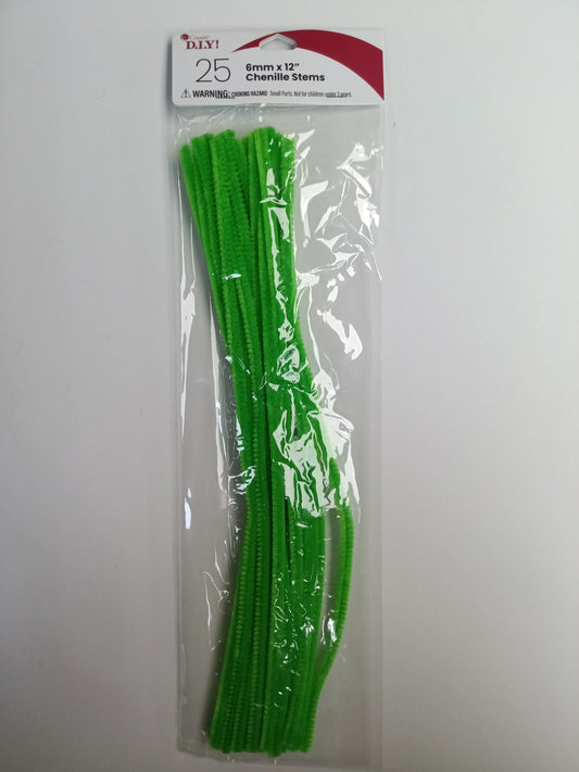 COUSINDIY CHENILLE STEMS 6MMX12" 25/PKG-EMERALD GR