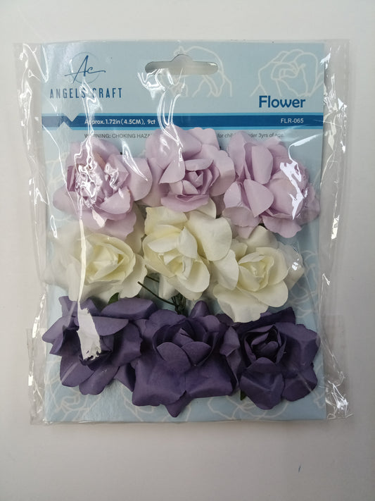PAPER FLOWER CREAM, PINK, PURPLE 2 1/2IN