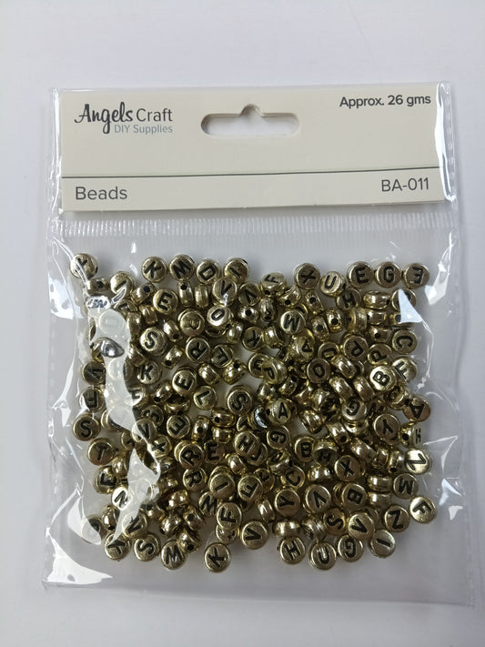 ALPHABET BEADS ROUND GOLD 200 PC