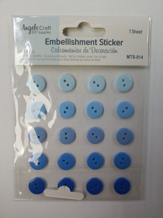 BUTTONS BLUE STICKERS 3.5'' 20PCS