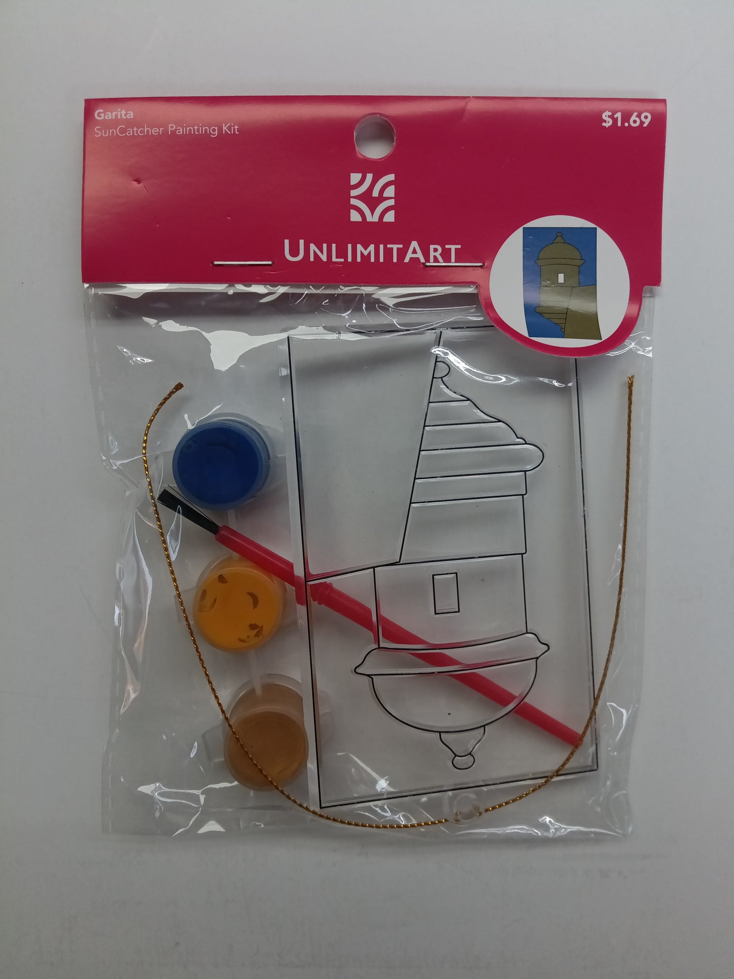 SUNCATCHER PAINTING KIT WITH 3 PAINT POTS 1 BRUSH