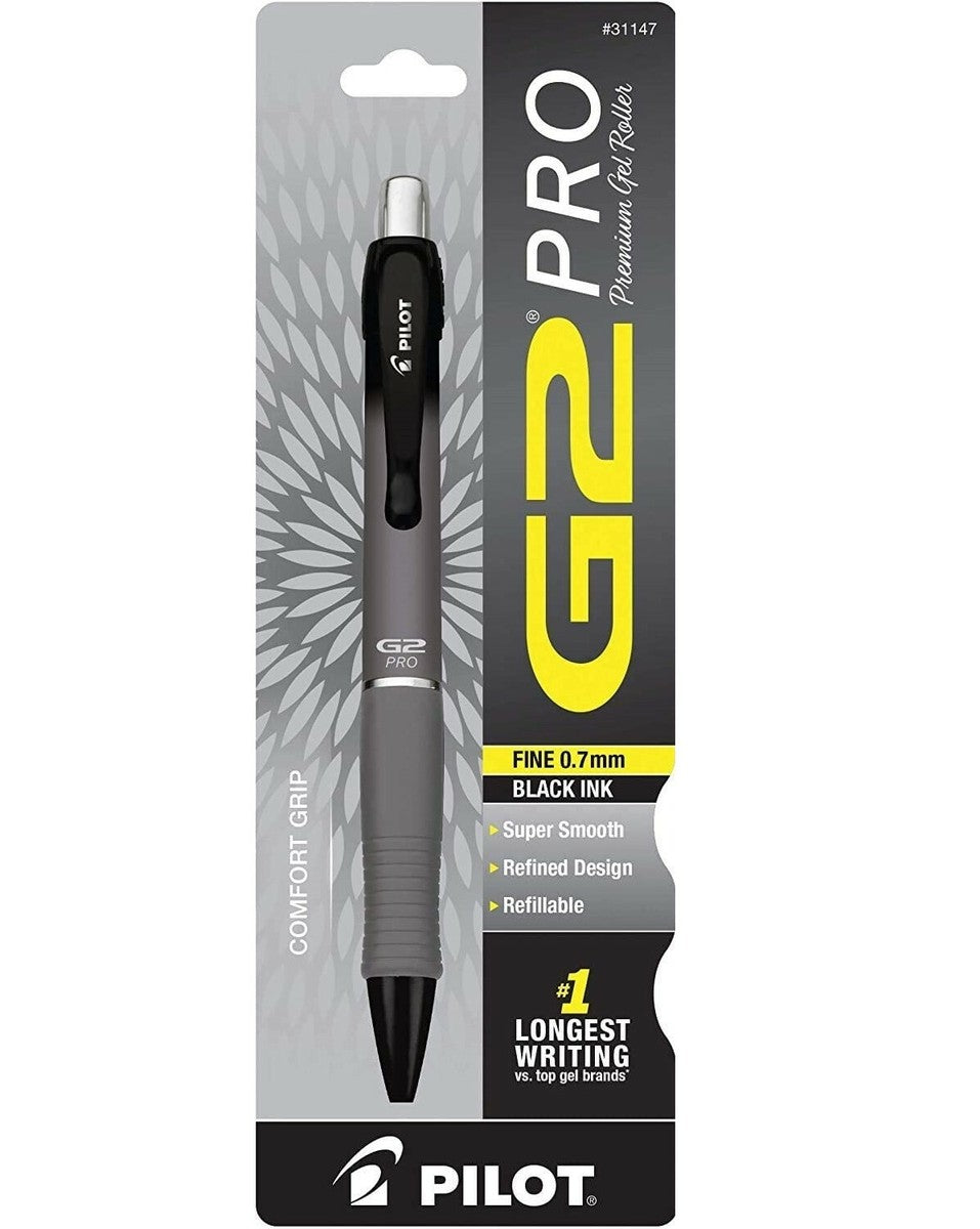 G2 Pro Retractable Rolling Ball Gel Pen 0.7 mm Fine Point Barrel Colors Vary Black Ink - JA Riollano