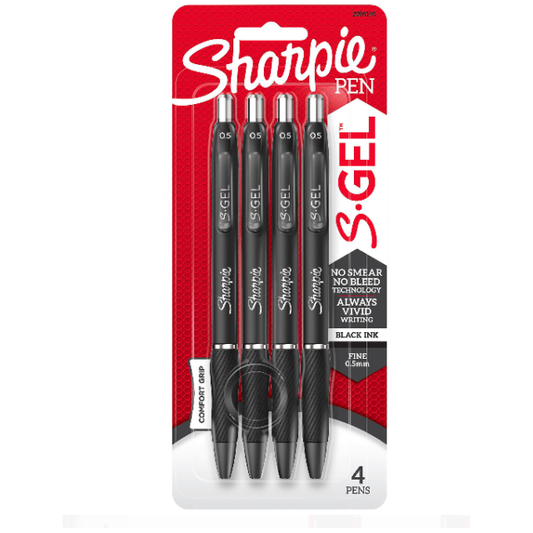SHARPIE S.GEL 0.5MM 4CT BLACK