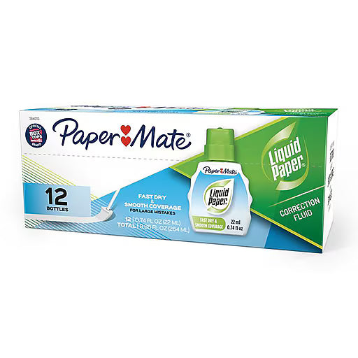 Paper Mate Liquid Paper Fast Dry Correction Fluid 22 ml Cj. 12
