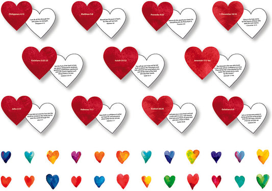 BULLETIN BOARD ACCENTS SCRIPTURE HEARTS 48 PCS