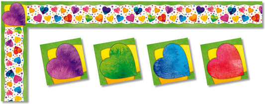 WATERCOLOR HEARTS BORDER