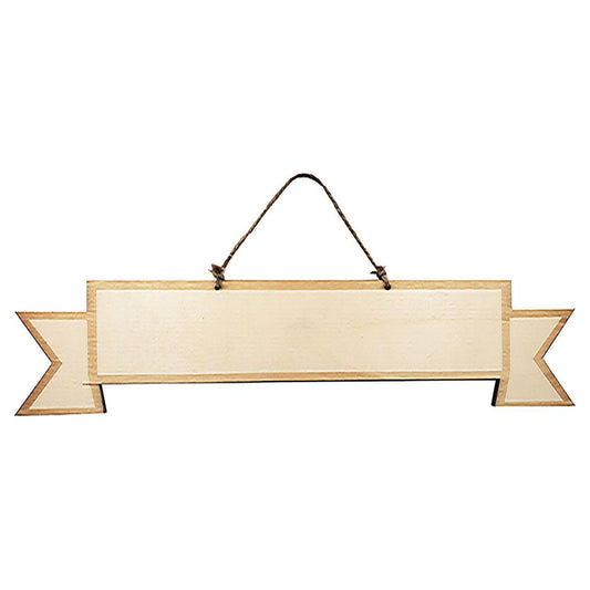 WOODEN BANNER WITH HANGER 10" LONG