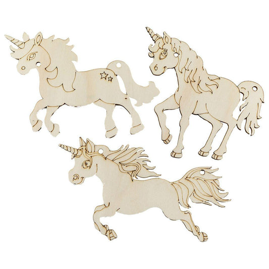 LASER-CUT WOODEN 6" UNICORN 3 CT
