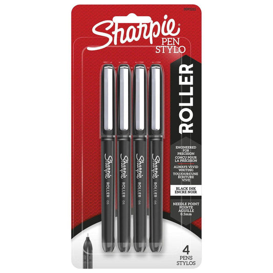 SHARPIE 0.5MM ROLLER 4CT BLACK
