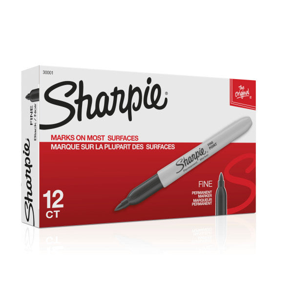 Sharpie Super Permanent Markers Fine Point Black Cj. 12