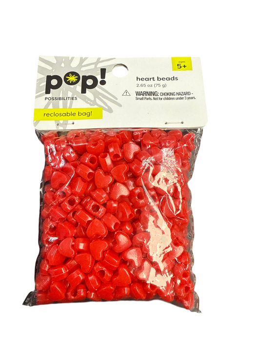 POP! POSSIBILITIES HEART PONY BEADS RED 9MM