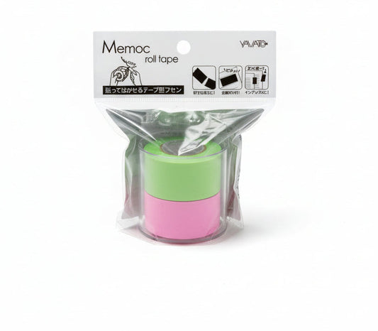 Memoc Roll Tape | Self- Stick paper Notes| Green/Pink