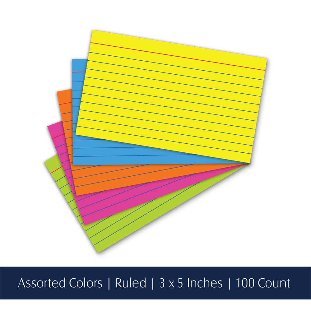 INDEX CARD 3 X 5 NEAN ASST PAQ 100