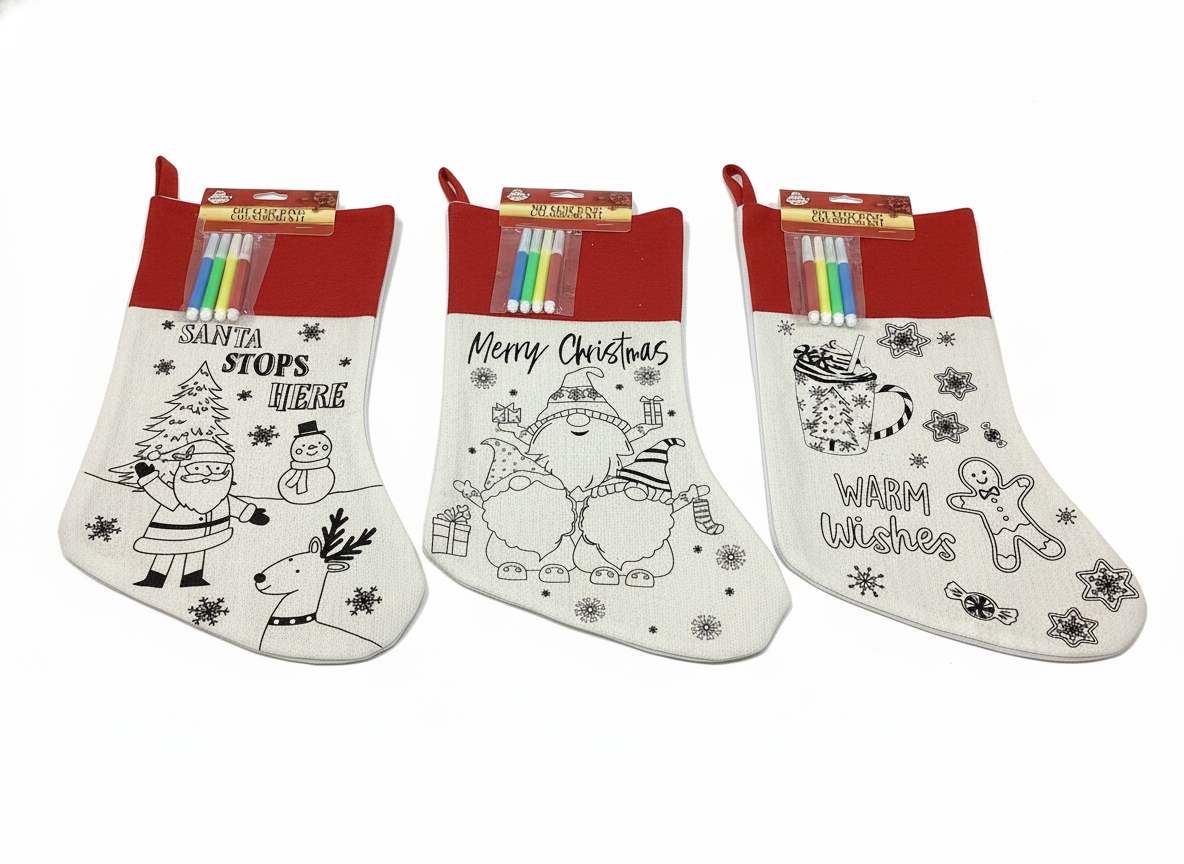 STOCKING DIY W/MARKERS 3ASTD 41x21C