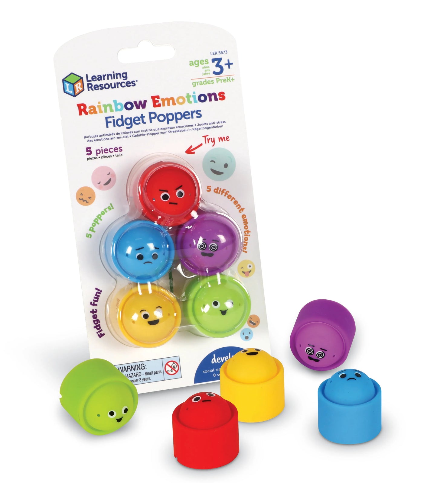 Rainbow Emotions Fidget Poppers 5 PCS