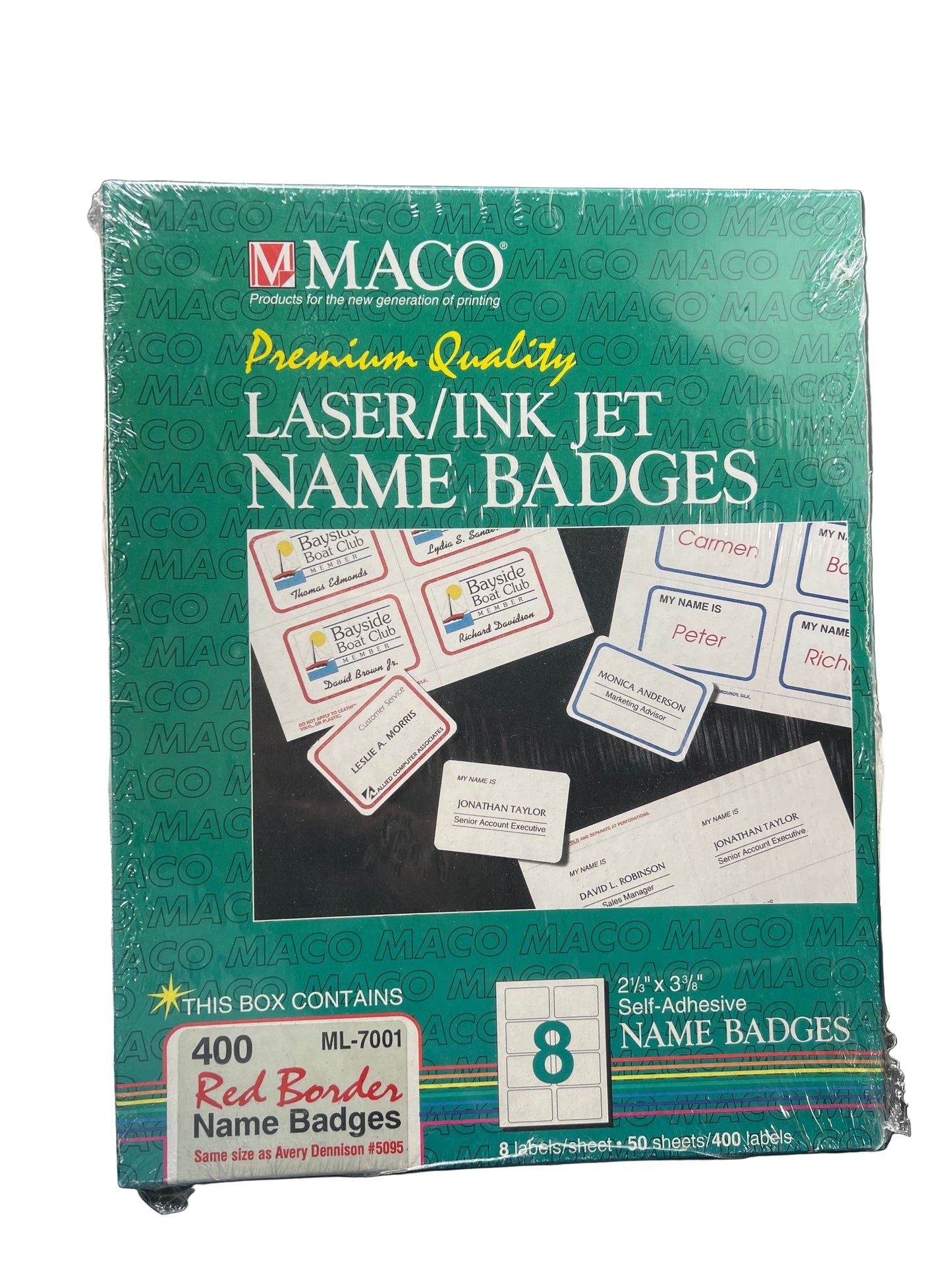 LABEL NAME BADGE 2-1/3" X 3-3/8" RED 400 PC