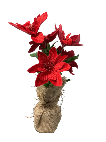 POINSETTIA POT VELVET 13.5IN