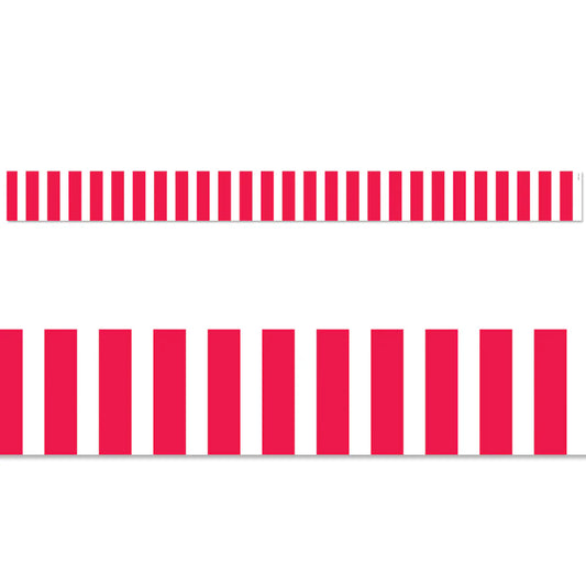 POPPY RED BOLD STRIPES EZ BORDER 48FT. 24 STRIPS