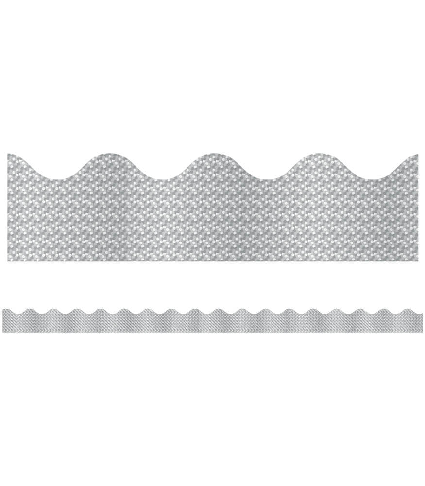 Silver Sparkle Scalloped Bulletin Board Borders |  10 strips