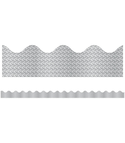 Silver Sparkle Scalloped Bulletin Board Borders |  10 strips