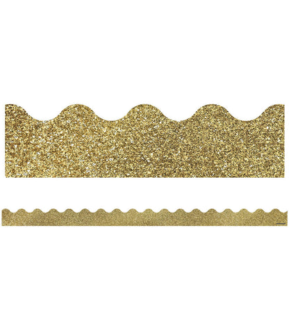 Gold Glitter Scalloped Bulletin Board Borders | 13 strips
