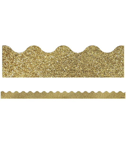 Gold Glitter Scalloped Bulletin Board Borders | 13 strips