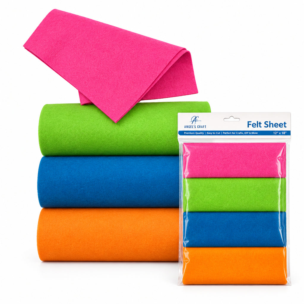 4 pc Felt Sheet Fushia,Royal, Green, Orange