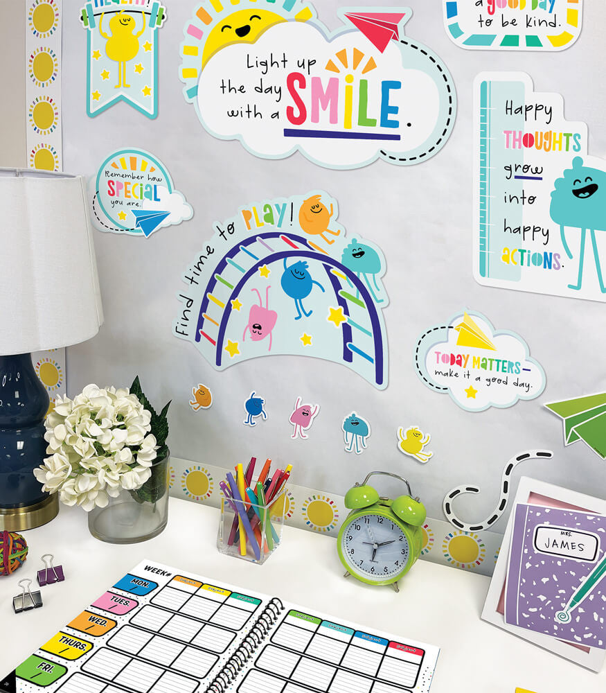 Happy Place Motivational Mini Bulletin Board Set | 15 pieces