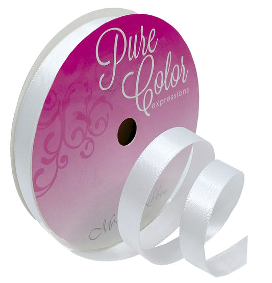 White Ribbon Double Faced Satin |  3/8"X15yd
