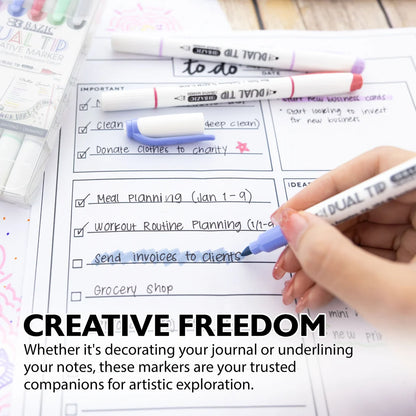 Dual Tip Creative Markers | Asst | pqt 12