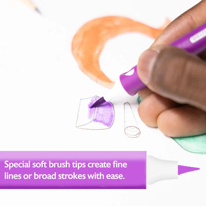 BAZIC Fantasia | 12 Colors | Washable Brush Markers