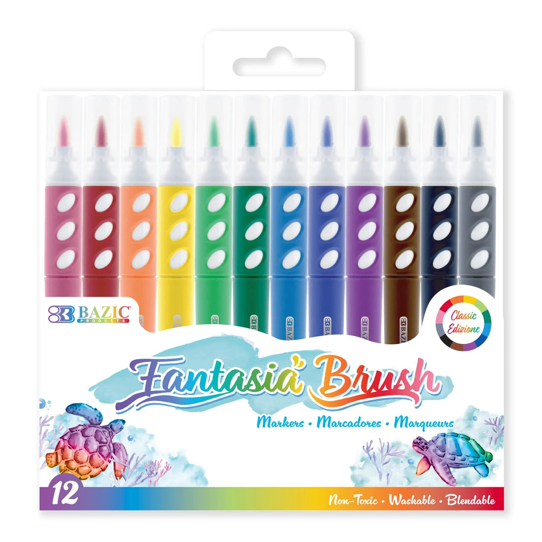 BAZIC Fantasia | 12 Colors | Washable Brush Markers