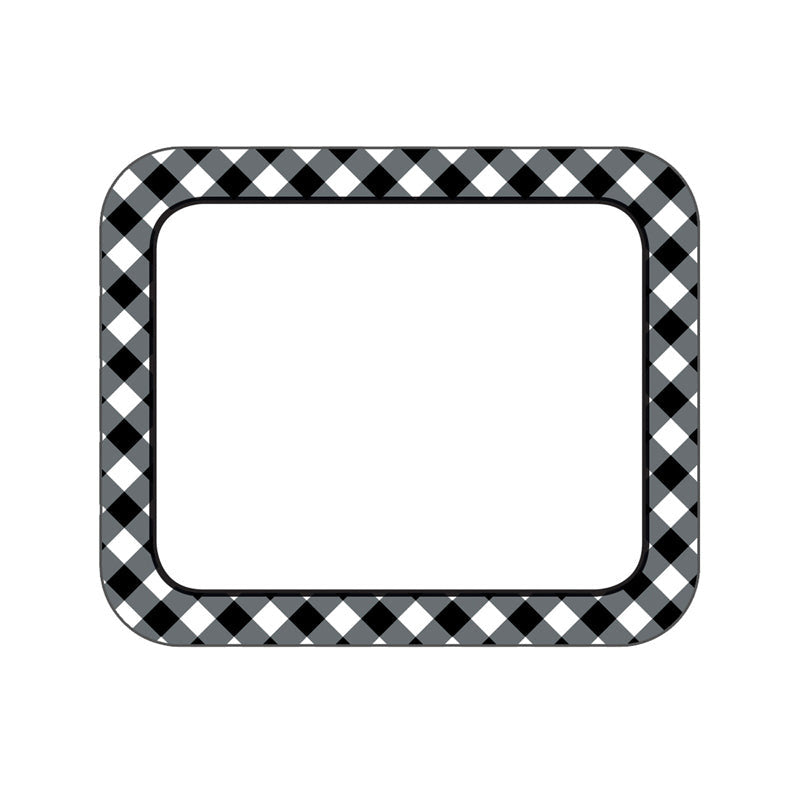 BLACK & WHITE GINGHAM NAME TAG