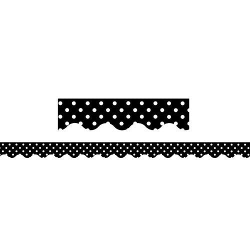 SCALLOPED BORDER BLACK MINI POLKA DOTS