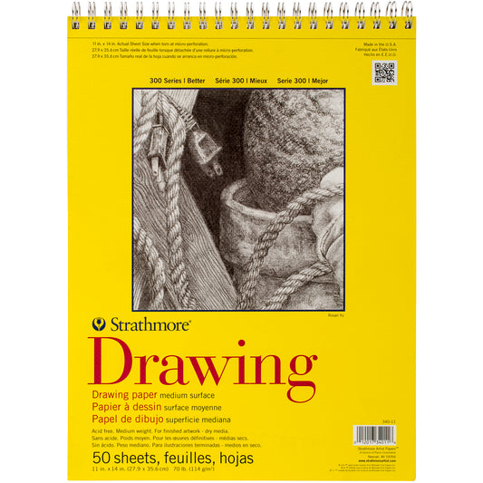 Strathmore Medium Drawing | Spiral Paper Pad | 11"X14" | 50 Sheets