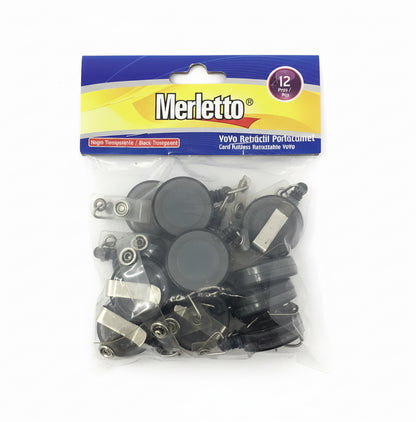 Yo-yo Retráctil Portacarne Negro  |12 pzas