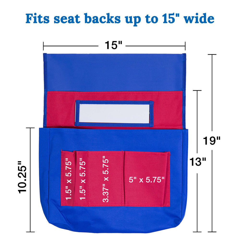 Chairback Buddy™ Blue and Red Pocket Chart Storage | 1 piece