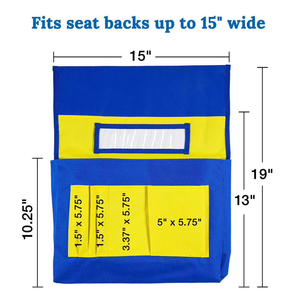 Chairback Buddy™ Blue and Yellow Pocket Chart Storage | 1 piece