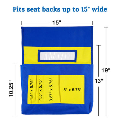 Chairback Buddy™ Blue and Yellow Pocket Chart Storage | 1 piece