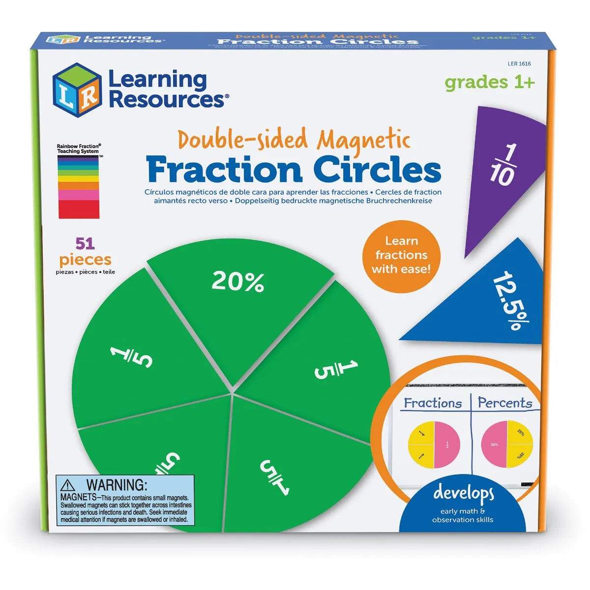 Double-Sided Magnetic Demonstration Rainbow Fraction® Circles