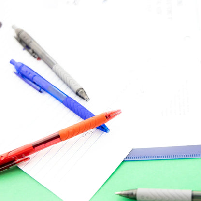 BAZIC Reva Asst. Color Retractable Pen w/Cushion Grip (8/Pack)