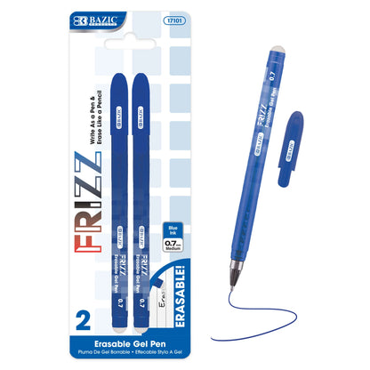 BAZIC Frizz Blue Erasable Gel Pen (2/Pack)