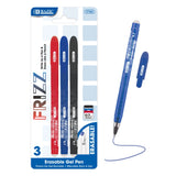 BAZIC Frizz Assorted Color Erasable Gel Pen (3/Pack)