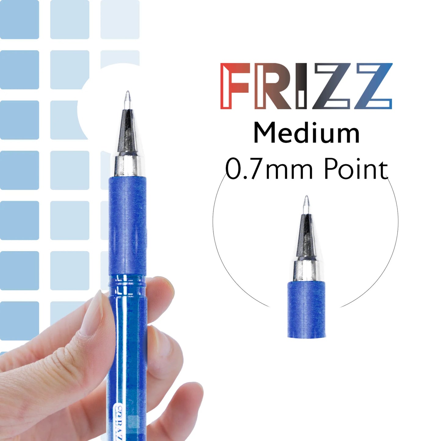 BAZIC Frizz Blue Erasable Gel Pen with Grip