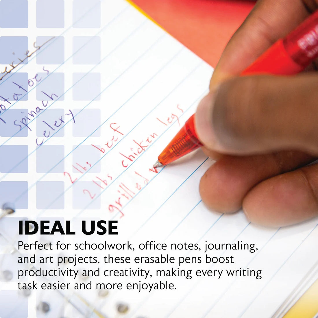 BAZIC Frizz Assorted Color Erasable Gel Retractable Pen with Grip (3/Pack)