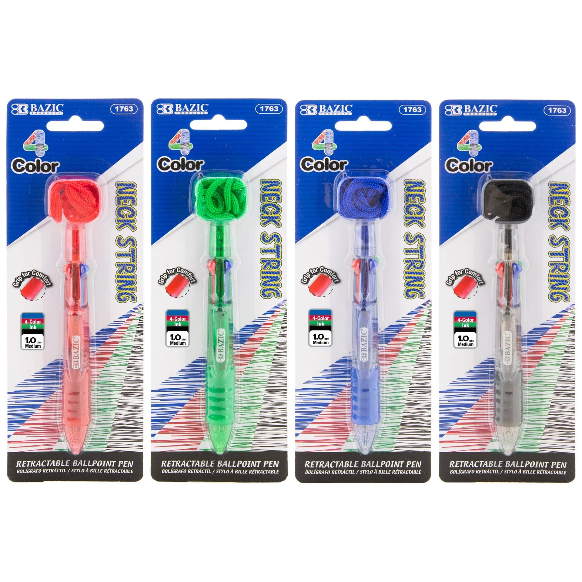 NECK STRING 4 COLORS BALLPOINT RETRACTABLE PQ.2 – JA Riollano Co, Inc ...