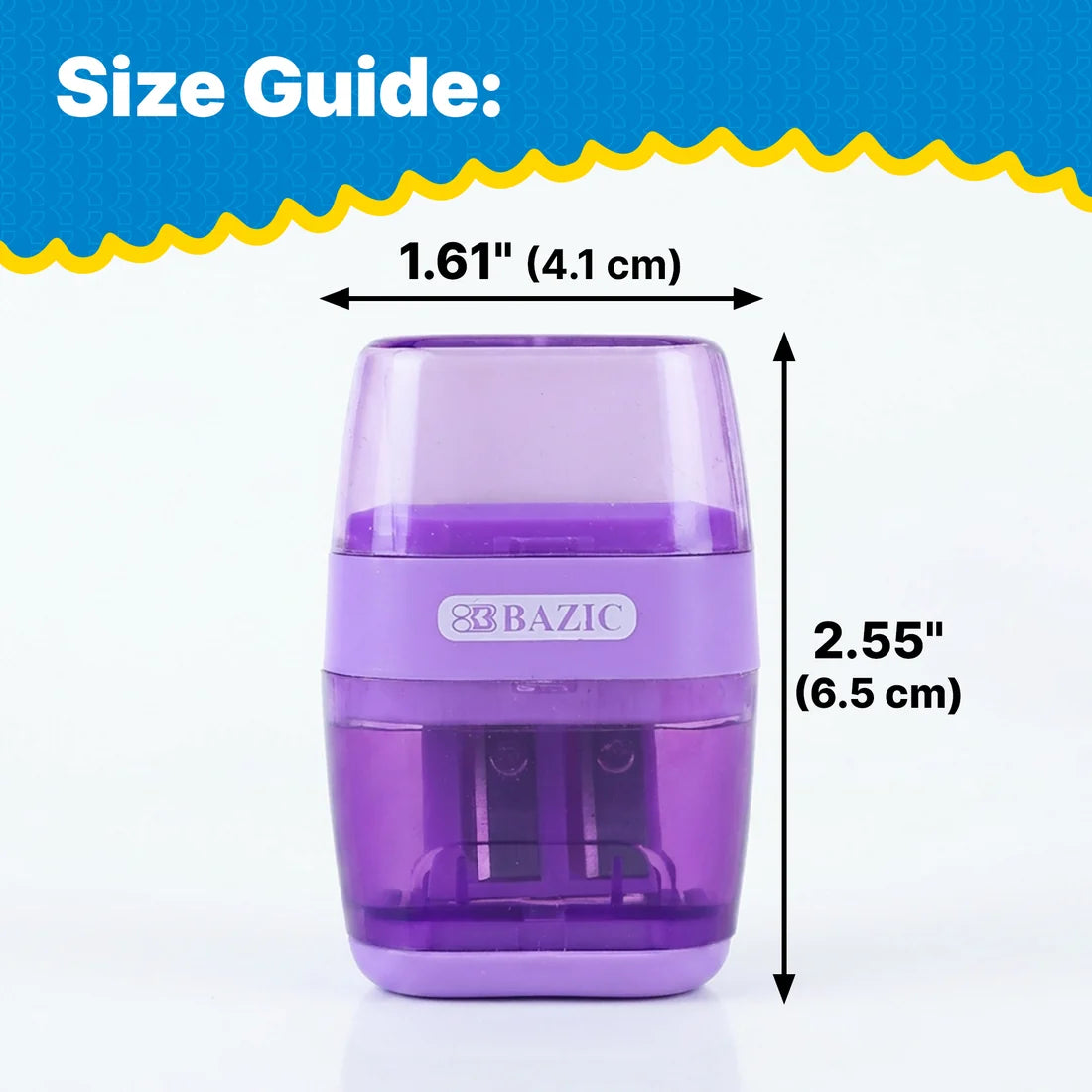 BAZIC Mila Dual Hole Sharpener w/ Square Receptacle + Eraser